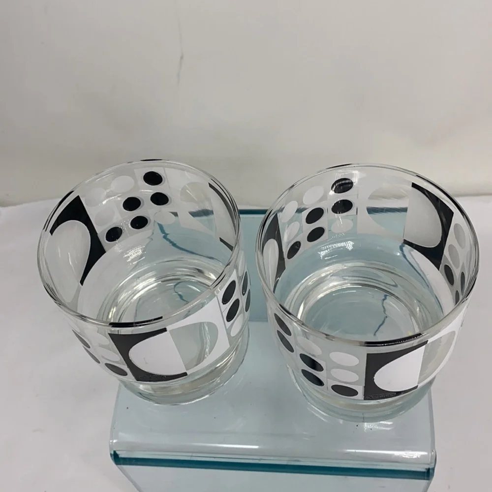 Set of Two Bartrix Black and White Pop Art Rocks Glasses